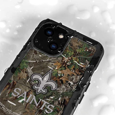NFL New Orleans Saints Realtree Xtra Green Camo iPhone 15 Plus Waterproof Case