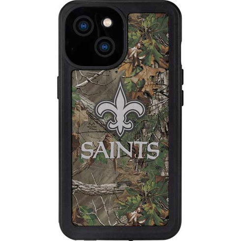 NFL New Orleans Saints Realtree Xtra Green Camo iPhone 15 Waterproof Case