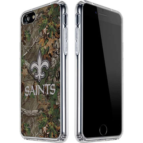 NFL New Orleans Saints Realtree Xtra Green Camo iPhone SE (2nd & 3rd Gen) Clear Case
