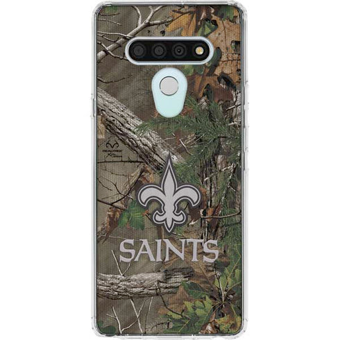 NFL New Orleans Saints Realtree Xtra Green Camo LG Stylo 6 Clear Case