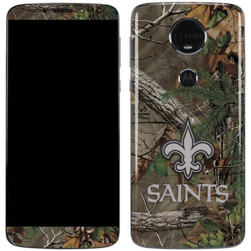 NFL New Orleans Saints Realtree Xtra Green Camo Moto E5 Plus Skin