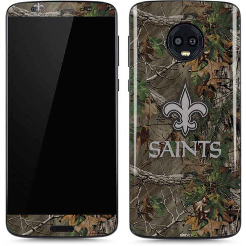 NFL New Orleans Saints Realtree Xtra Green Camo Moto G6 Skin