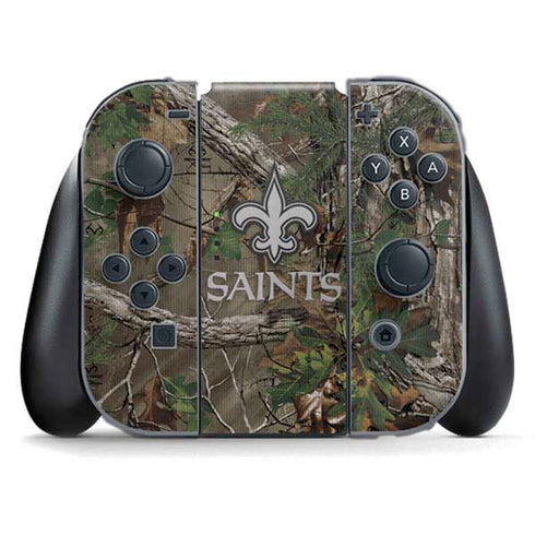 NFL New Orleans Saints Realtree Xtra Green Camo Nintendo Switch (2017-2021) Joy-Con Controller Skin