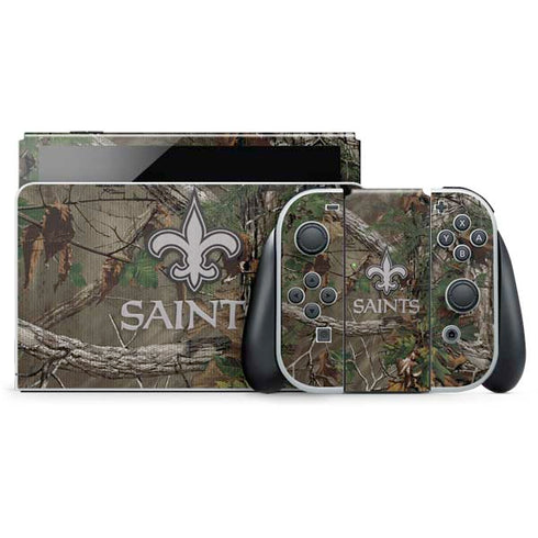 NFL New Orleans Saints Realtree Xtra Green Camo Nintendo Switch OLED (2021) Skin
