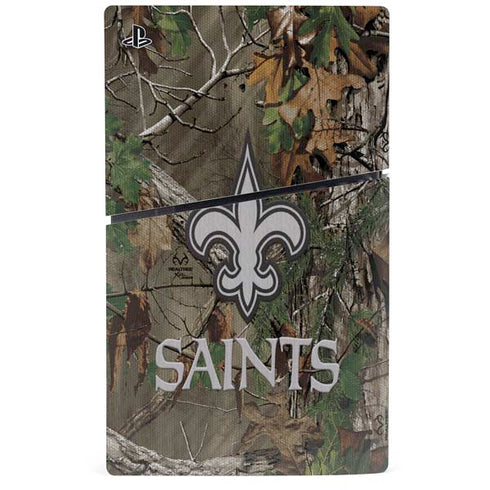 NFL New Orleans Saints Realtree Xtra Green Camo PS5 Slim Disk Bundle Skin