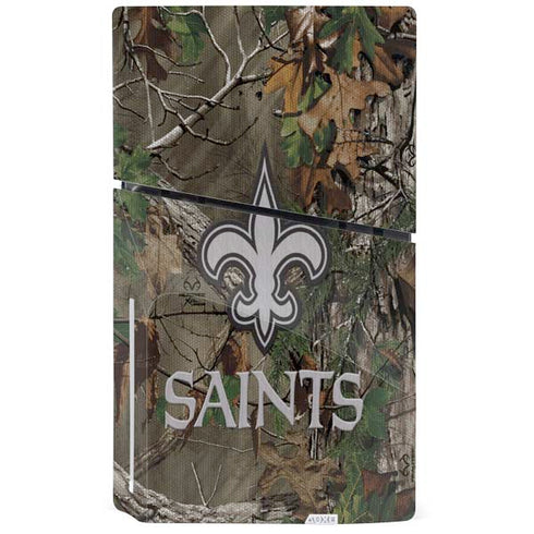 NFL New Orleans Saints Realtree Xtra Green Camo PS5 Slim Disk Bundle Skin