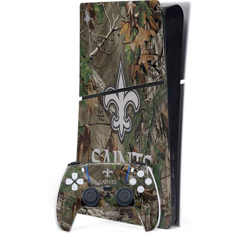 NFL New Orleans Saints Realtree Xtra Green Camo PS5 Slim Digital Edition Console Skin