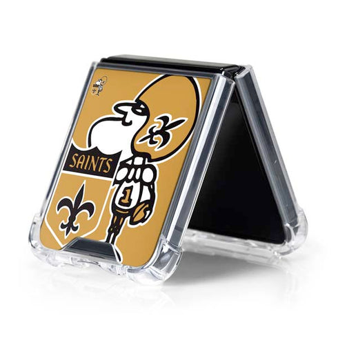 NFL New Orleans Saints Retro Logo Galaxy Z Flip5 5G Clear Case