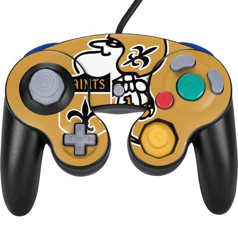 NFL New Orleans Saints Retro Logo Nintendo GameCube Controller Skin