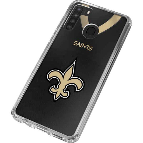 NFL New Orleans Saints Team Jersey Galaxy A21 Clear Case