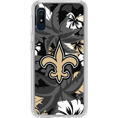 NFL New Orleans Saints Tropical Print Galaxy A10e Clear Case