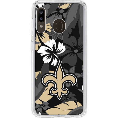 NFL New Orleans Saints Tropical Print Galaxy A20 Clear Case