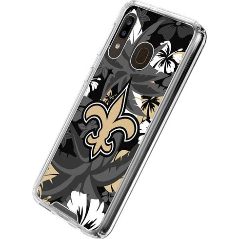 NFL New Orleans Saints Tropical Print Galaxy A30 Clear Case