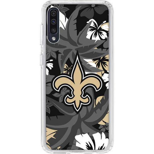 NFL New Orleans Saints Tropical Print Galaxy A50 Clear Case