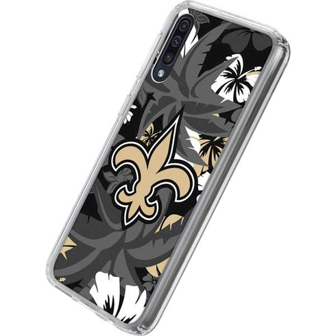 NFL New Orleans Saints Tropical Print Galaxy A50 Clear Case