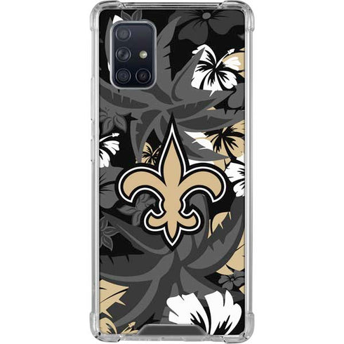 NFL New Orleans Saints Tropical Print Galaxy A71 5G Clear Case