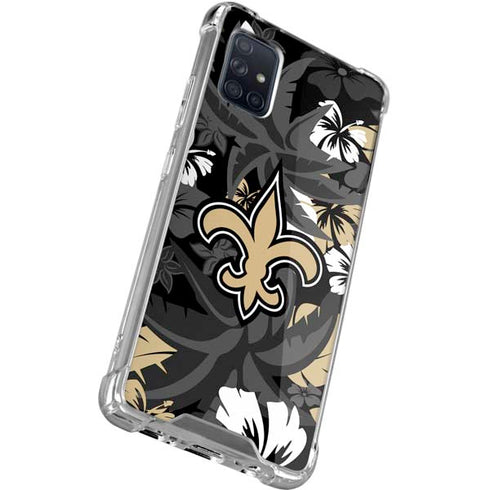 NFL New Orleans Saints Tropical Print Galaxy A71 5G Clear Case