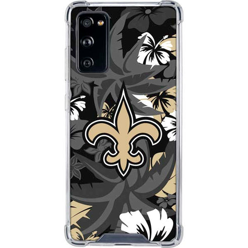 NFL New Orleans Saints Tropical Print Galaxy S20 FE Clear Case