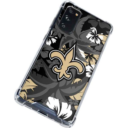 NFL New Orleans Saints Tropical Print Galaxy S20 FE Clear Case
