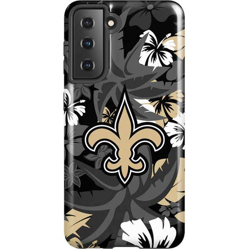 NFL New Orleans Saints Tropical Print Galaxy S21 5G Pro Case