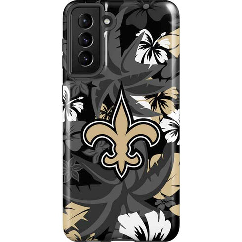 NFL New Orleans Saints Tropical Print Galaxy S21 FE Pro Case