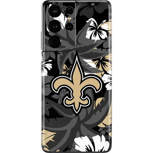 NFL New Orleans Saints Tropical Print Galaxy S21 Ultra 5G Skin