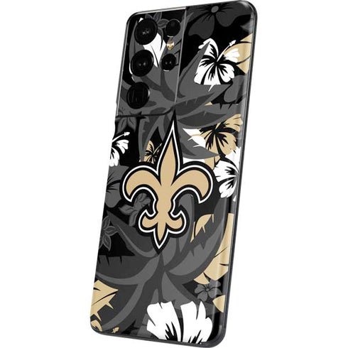 NFL New Orleans Saints Tropical Print Galaxy S21 Ultra 5G Skin