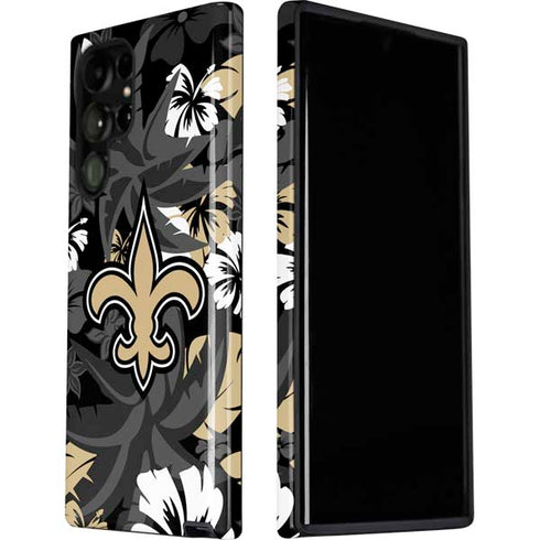 NFL New Orleans Saints Tropical Print Galaxy S22 Ultra Pro Case