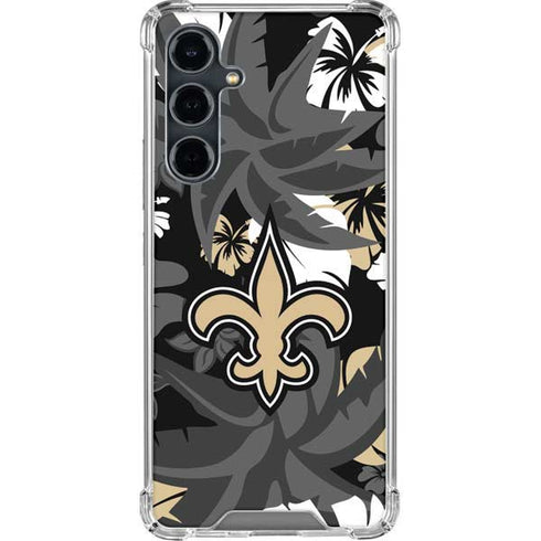 NFL New Orleans Saints Tropical Print Galaxy S23 FE Clear Case