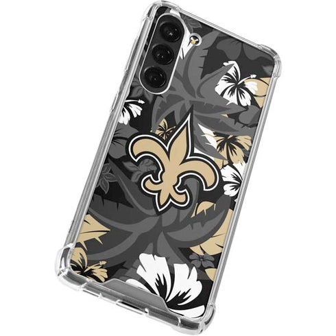 NFL New Orleans Saints Tropical Print Galaxy S23 Plus Clear Case