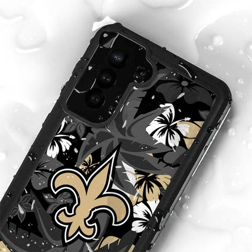 NFL New Orleans Saints Tropical Print Galaxy S23 Plus Waterproof Case