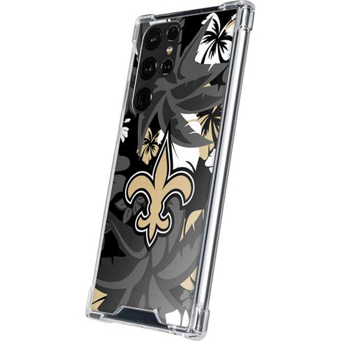 NFL New Orleans Saints Tropical Print Galaxy S24 Ultra Clear Case