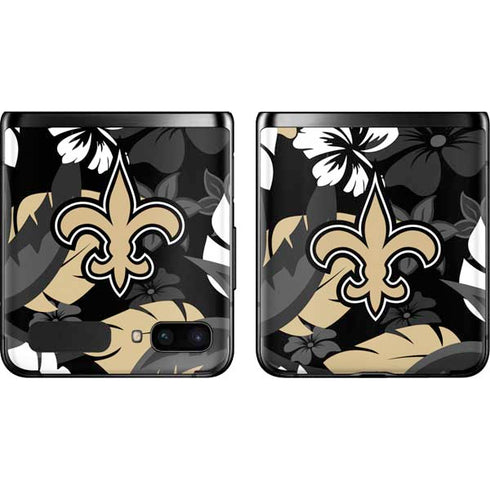 NFL New Orleans Saints Tropical Print Galaxy Z Flip Skin