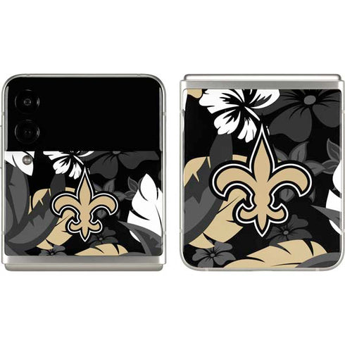 NFL New Orleans Saints Tropical Print Galaxy Z Flip3 5G Skin
