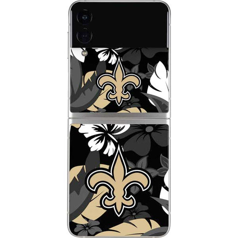 NFL New Orleans Saints Tropical Print Galaxy Z Flip3 5G Skin