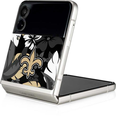 NFL New Orleans Saints Tropical Print Galaxy Z Flip3 5G Skin