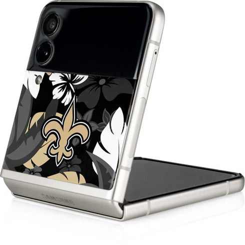 NFL New Orleans Saints Tropical Print Galaxy Z Flip4 5G Skin