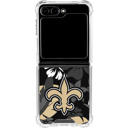NFL New Orleans Saints Tropical Print Galaxy Z Flip5 5G Clear Case