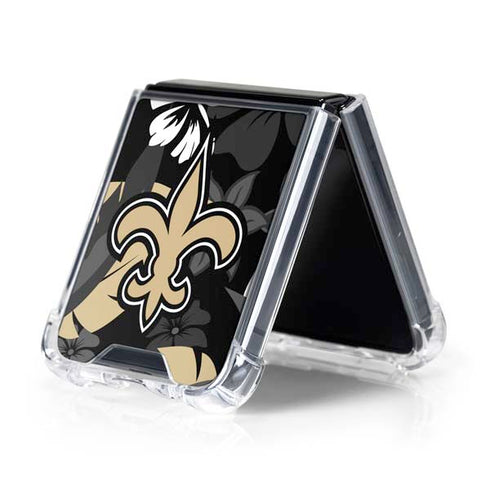 NFL New Orleans Saints Tropical Print Galaxy Z Flip5 5G Clear Case