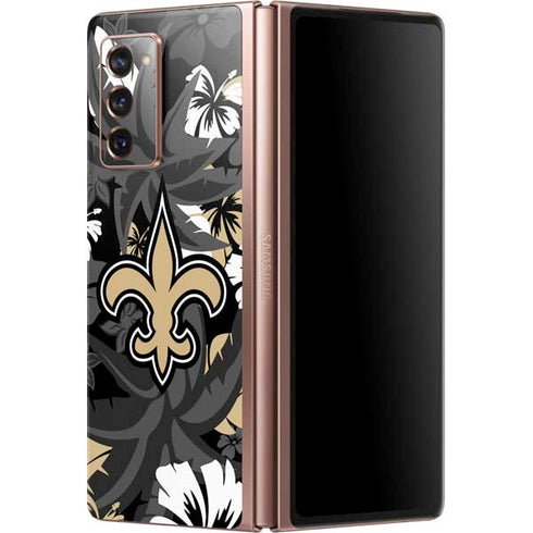 NFL New Orleans Saints Tropical Print Galaxy Z Fold2 5G Skin