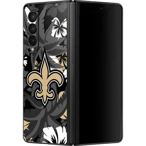 NFL New Orleans Saints Tropical Print Galaxy Z Fold3 5G Skin