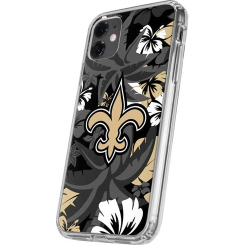 NFL New Orleans Saints Tropical Print iPhone 11 Clear Case