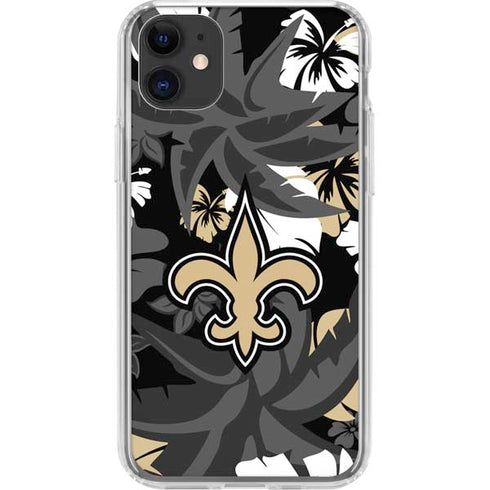 NFL New Orleans Saints Tropical Print iPhone 11 Clear Case