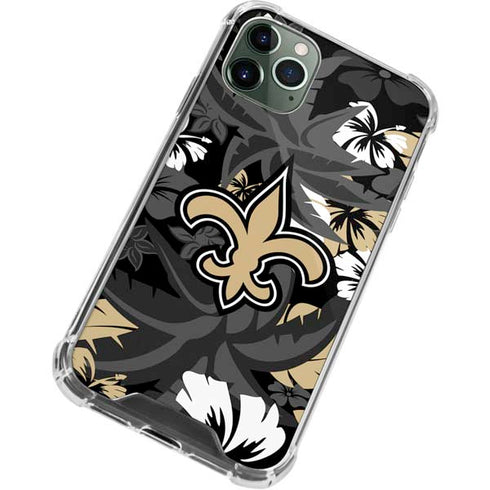 NFL New Orleans Saints Tropical Print iPhone 11 Pro Max Clear Case