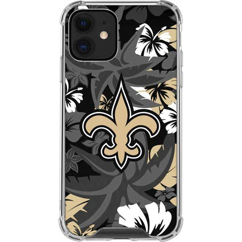 NFL New Orleans Saints Tropical Print iPhone 12 Mini Clear Case
