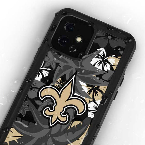 NFL New Orleans Saints Tropical Print iPhone 12 Mini Waterproof Case
