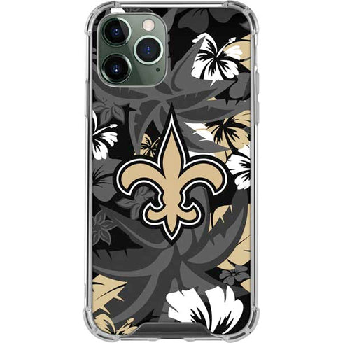 NFL New Orleans Saints Tropical Print iPhone 12 Pro Max Clear Case