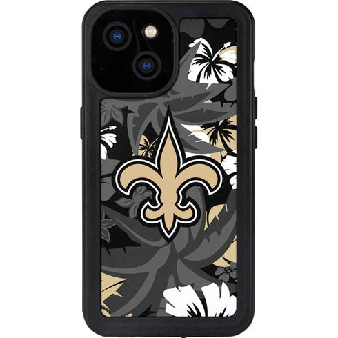 NFL New Orleans Saints Tropical Print iPhone 13 Mini Waterproof Case