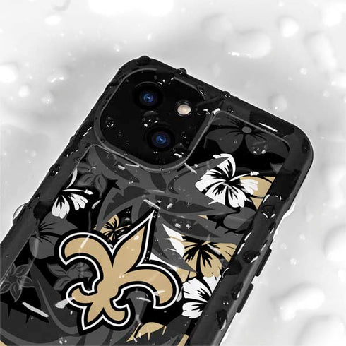NFL New Orleans Saints Tropical Print iPhone 13 Mini Waterproof Case