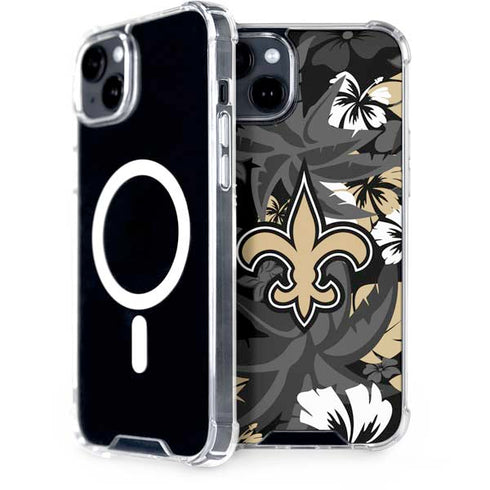 NFL New Orleans Saints Tropical Print iPhone 15 Plus MagSafe Case